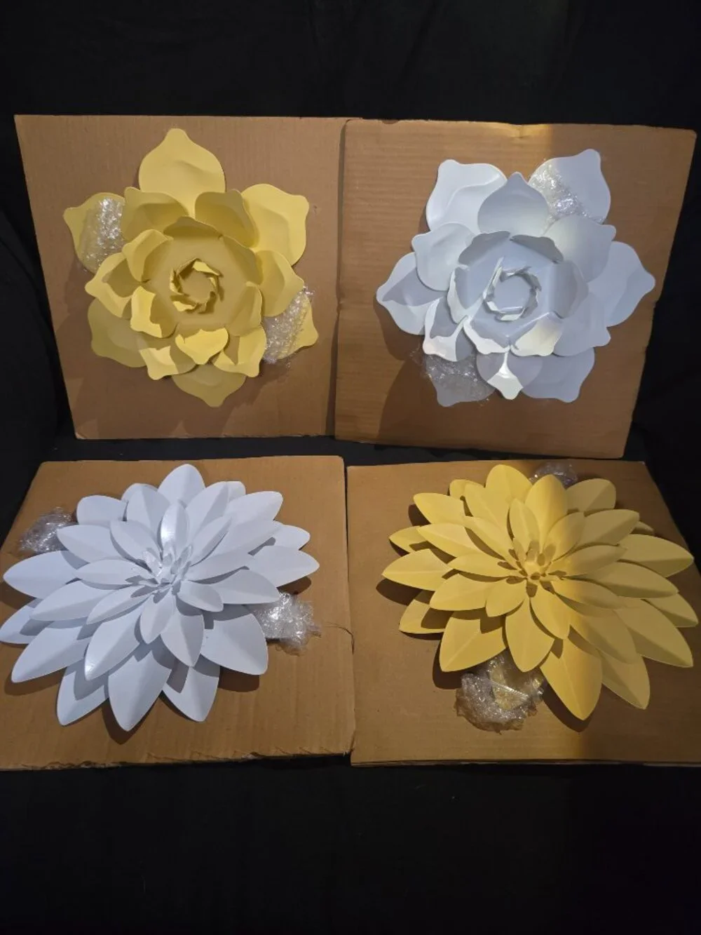 Pottery Barn Kids Metal Flower Wall Decor Set of 4 White Yellow New